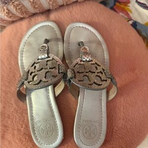 Tory Burch Metallic Silver Sandals